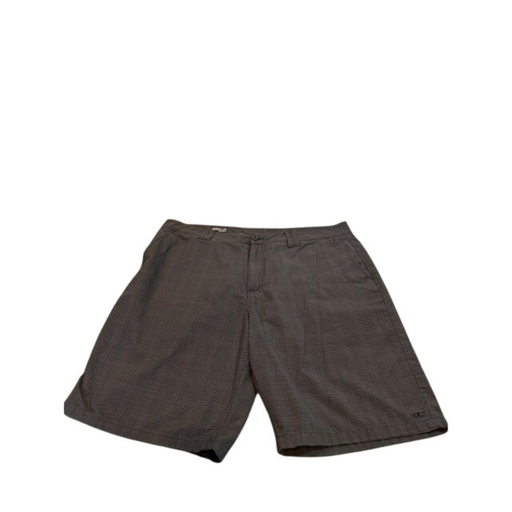 O'Neill Mens Relaxed Fit Micro Plaid Shorts Charcoal Grey Size 40 Flat Front